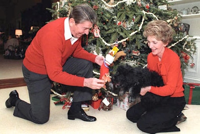 Ronald and Nancy Reagan with Lucky (Ronald Reagan Library)