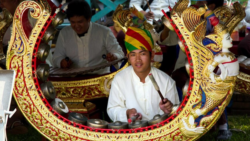 Musicians perform during the Songkran Festival.