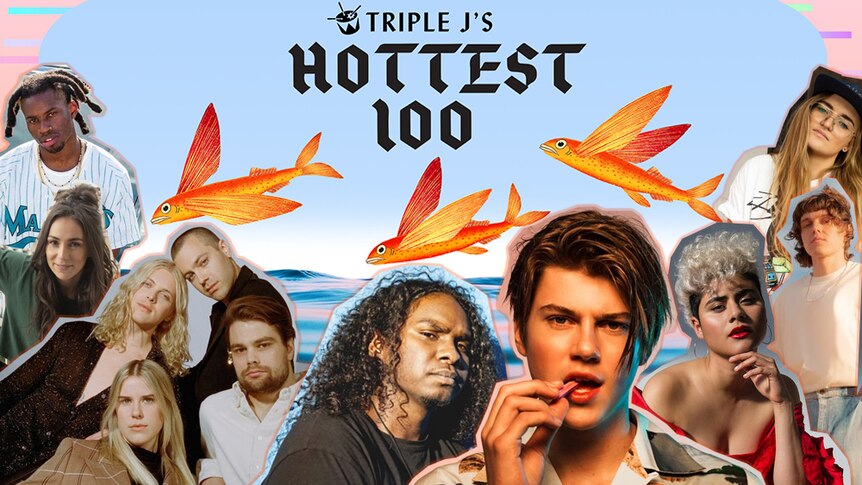 A collage of artists with triple j's Hottest 100 artwork for 2019