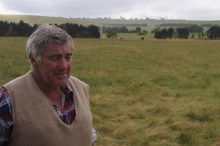 Farmer Richard Croft with the rolling hills behind him.