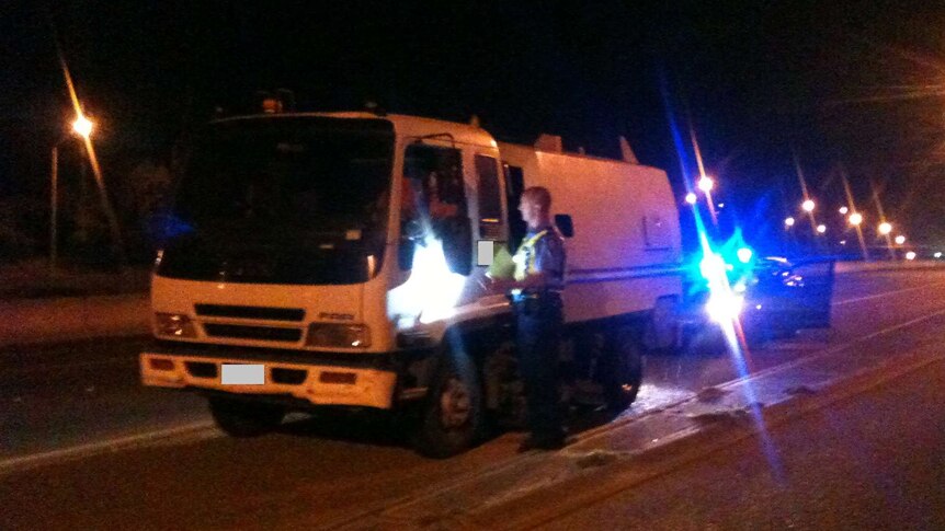 Street Sweeper impounded by police on Perth's Mitchell Freeway