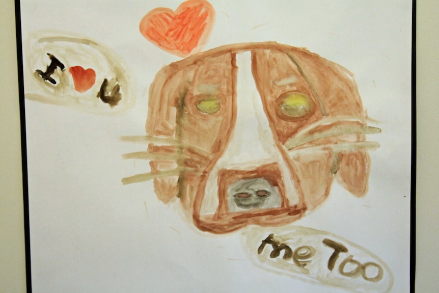 A child's drawing of a dog