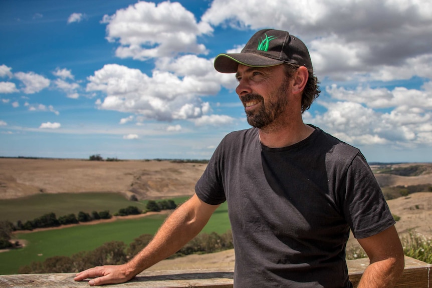 Founder of Farmgate MSU Chris Balazs looks out over his property in western Victoria.