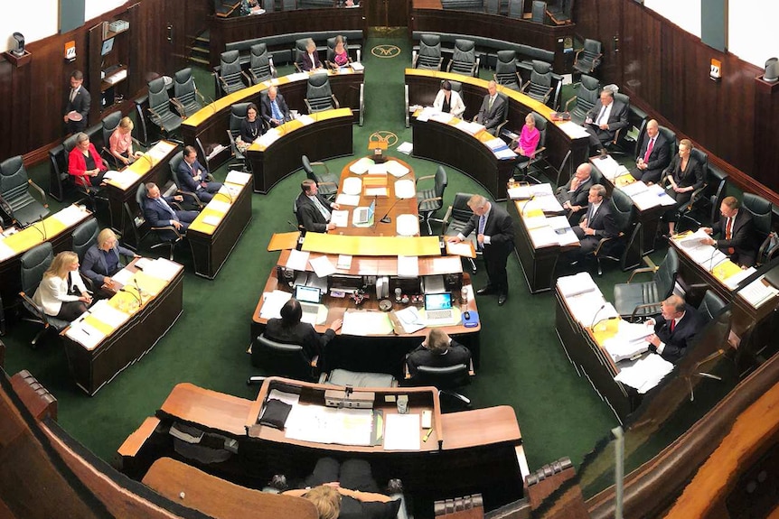 Tasmanian Parliament House Of Assembly view from public gallery, Hobart 21 November, 2018.