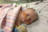 Four month old Josh Catterick in hospital where he was treated for a brain tumour