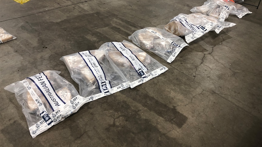 Several bags of the drug ice on the ground