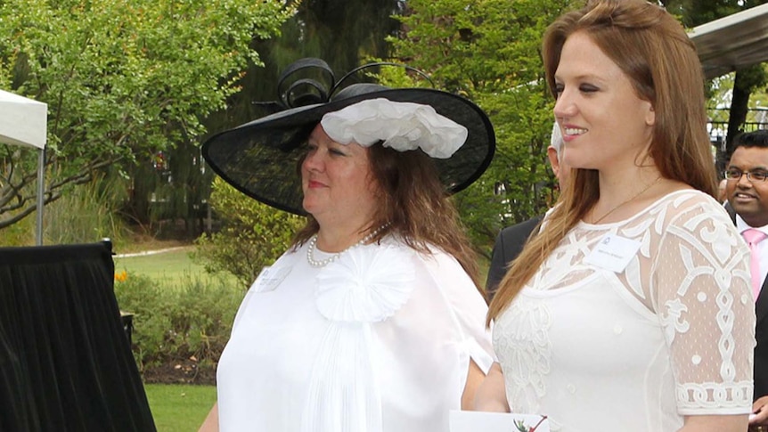 Gina Rinehart (left) and her youngest daughter Ginia