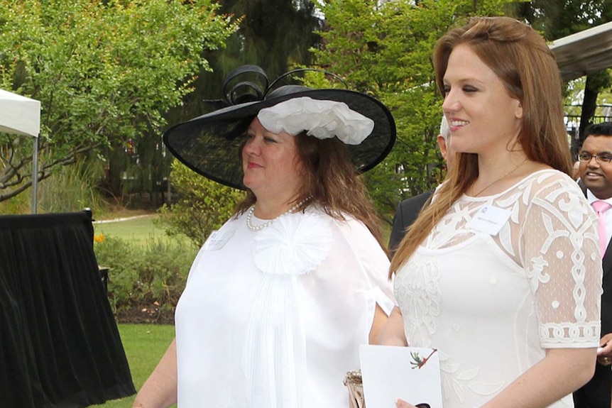 Gina Rinehart (left) and her youngest daughter Ginia