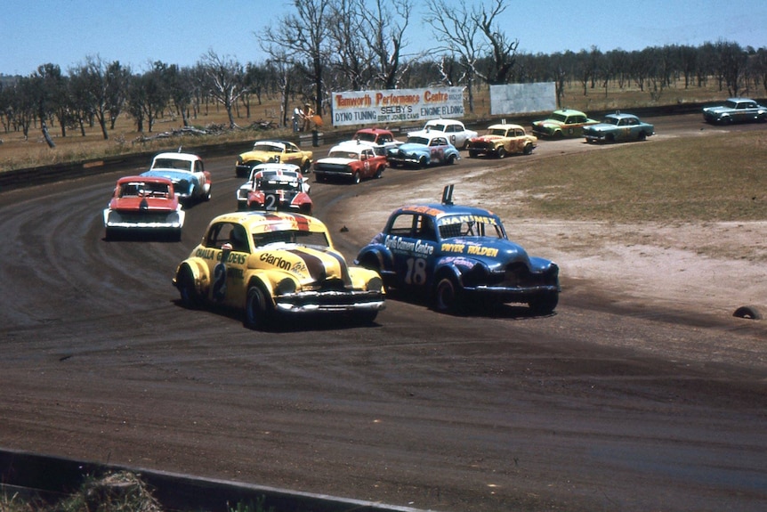 Cars racing at Uralla circa 1974