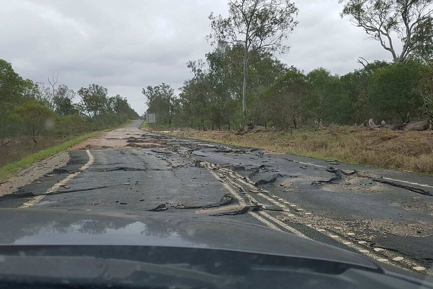 A road in Baffle Creek in the Gladstone Region in Queensland was significantly damaged by flooding