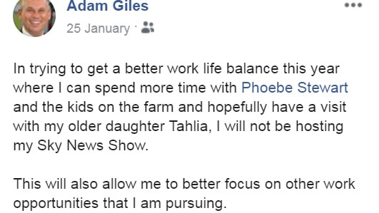 Adam Giles's Facebook post