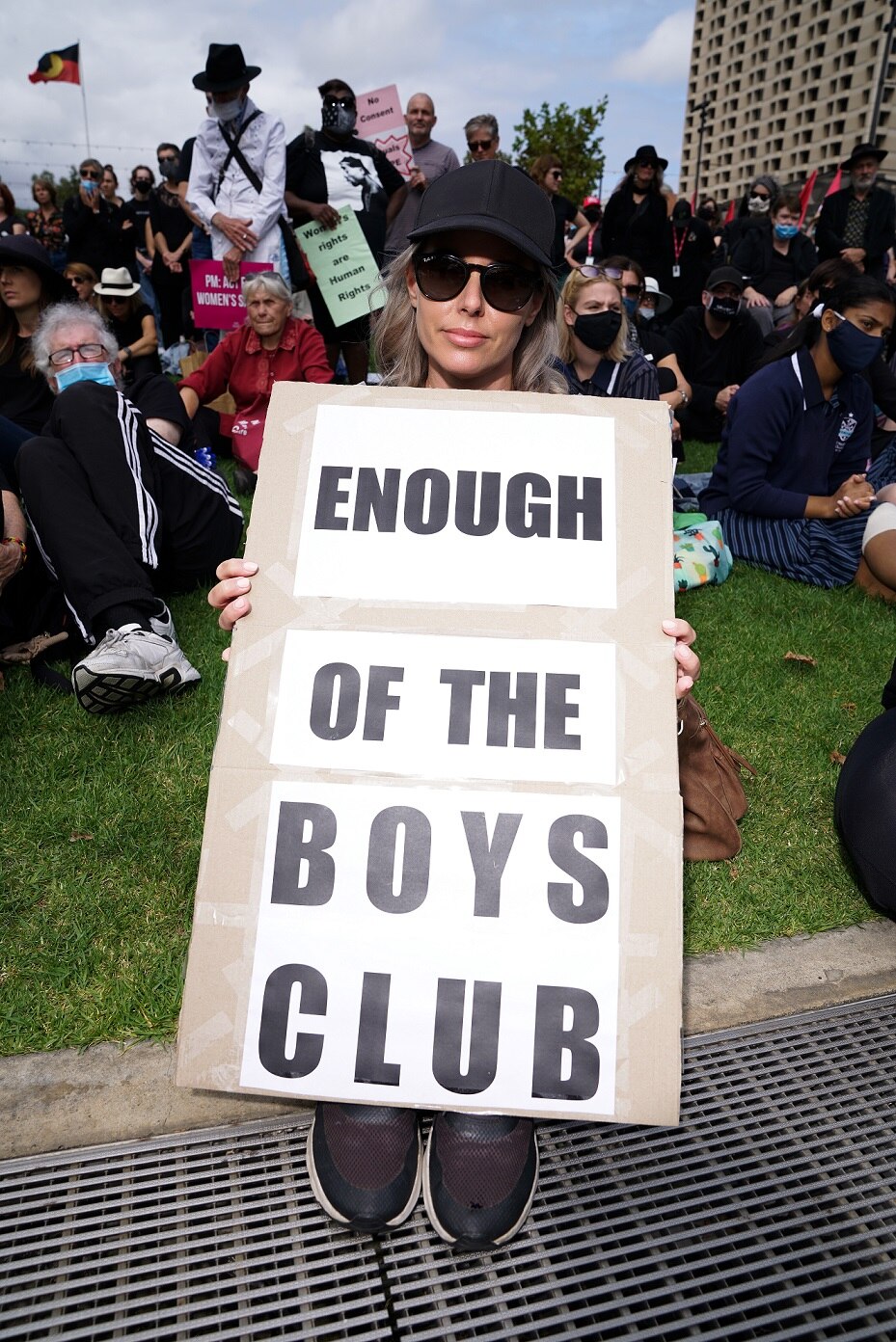 Protester Nola at Adelaide's March 4 Justice rally.