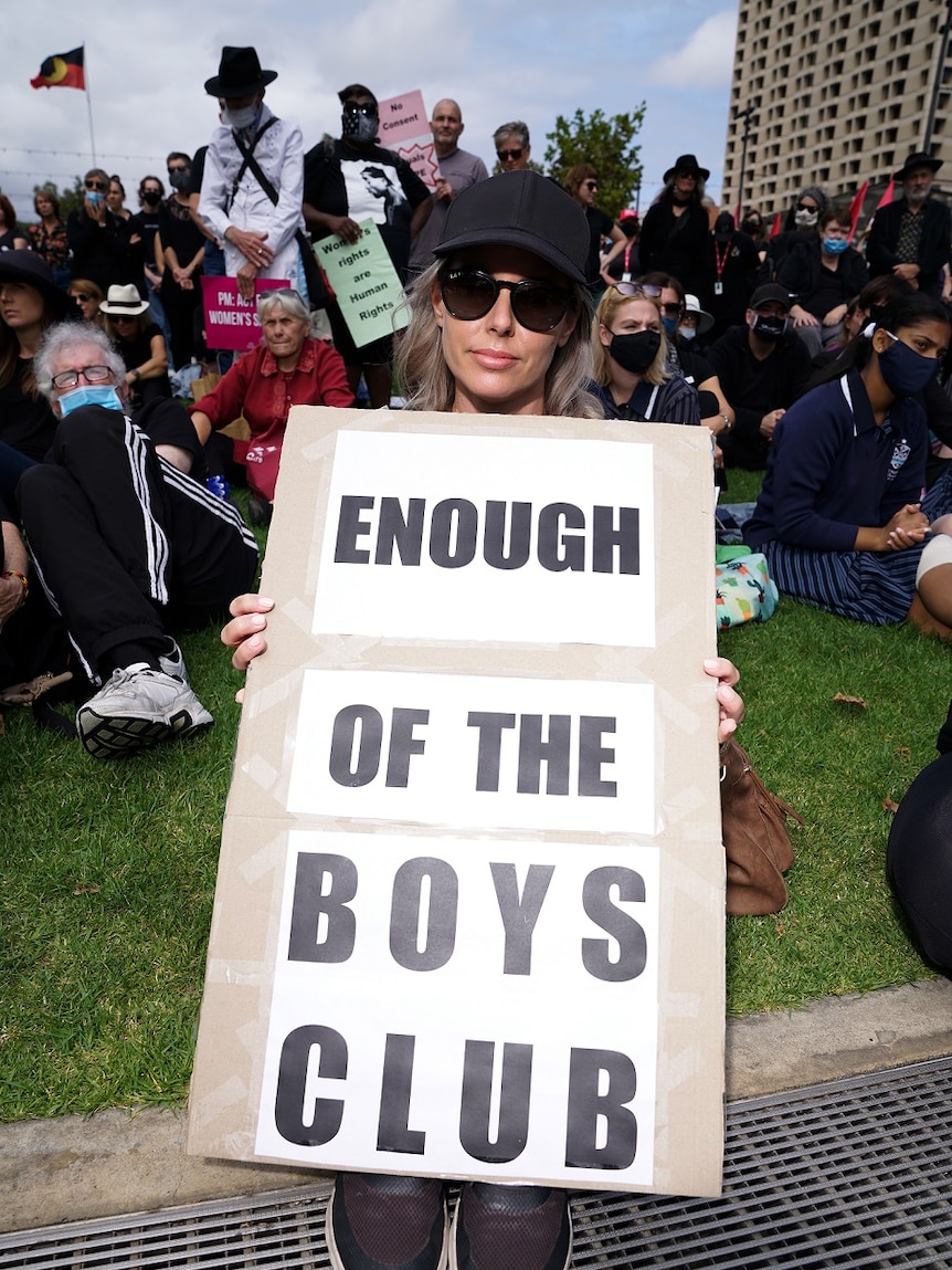 Protester Nola at Adelaide's March 4 Justice rally.