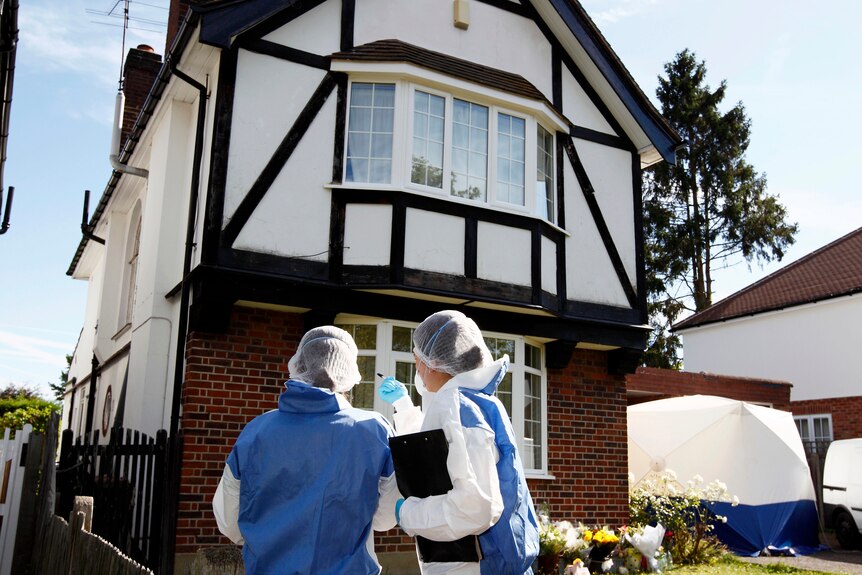 Forensic teams search murdered family's UK house