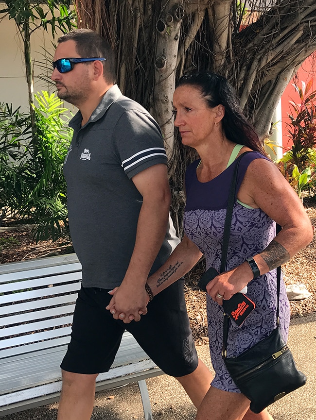 Helen Booth, the mother of Matthew Arena, leaves the Darwin Local Court.
