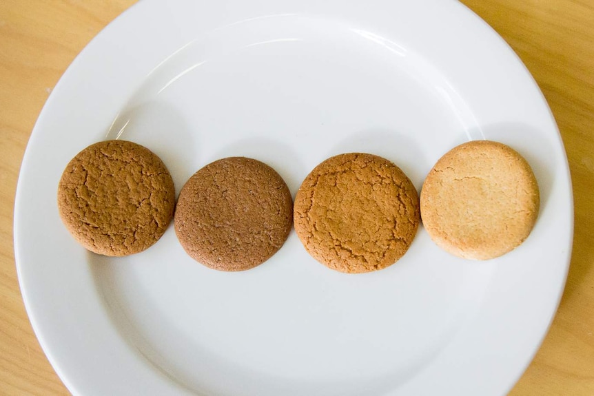 Four varieties of Arnott's ginger nut biscuits
