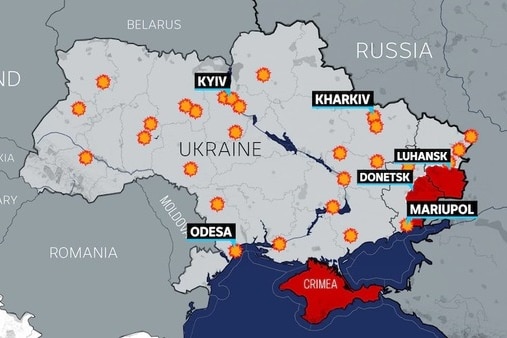 俄罗斯轰炸乌克兰的地点。