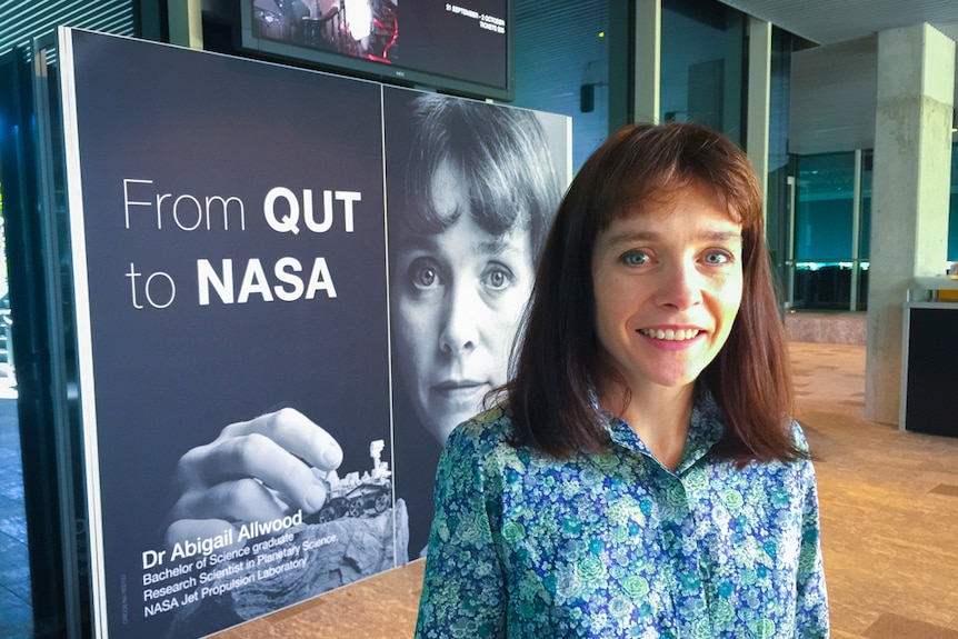 NASA scientist Dr Abigail Allwood standing standing outside QUT in Brisbane.