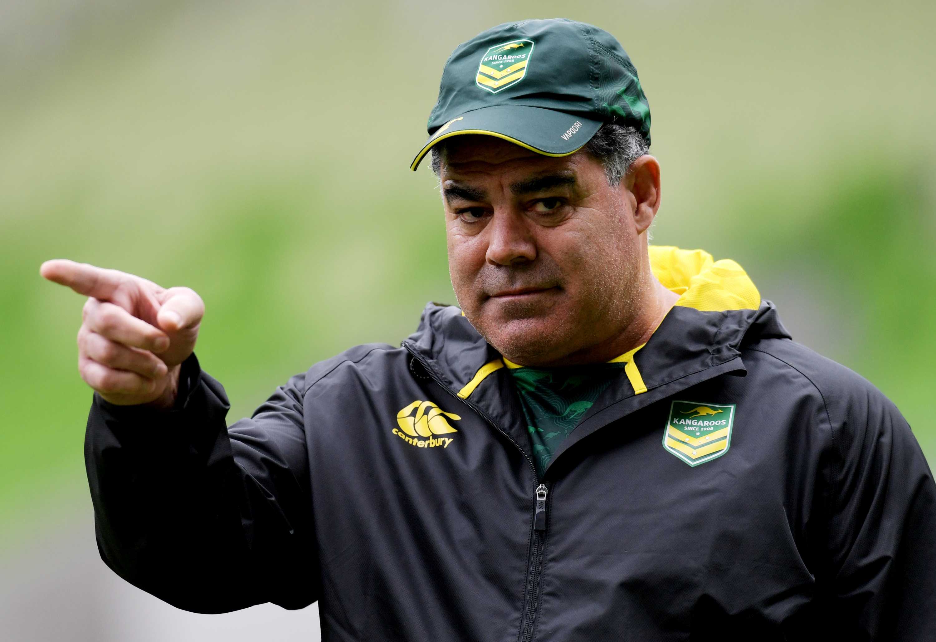 Coach Mal Meninga during a Kangaroos training session in Melbourne