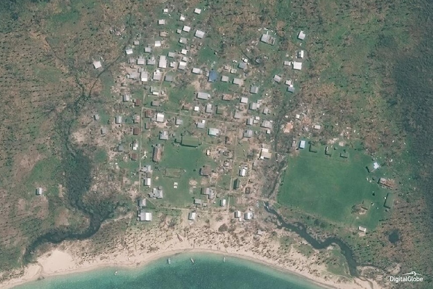 The village of Soso, in the Yasawa islands, after Cyclone Winston hit.