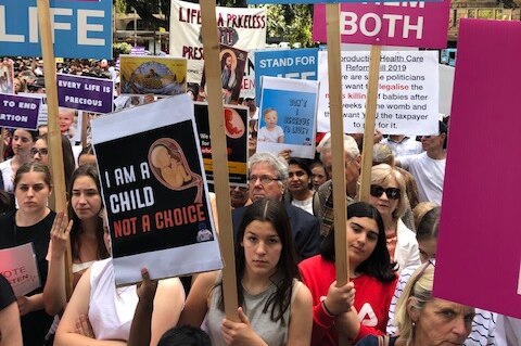 crowd of anti-abortion protestors in sydney
