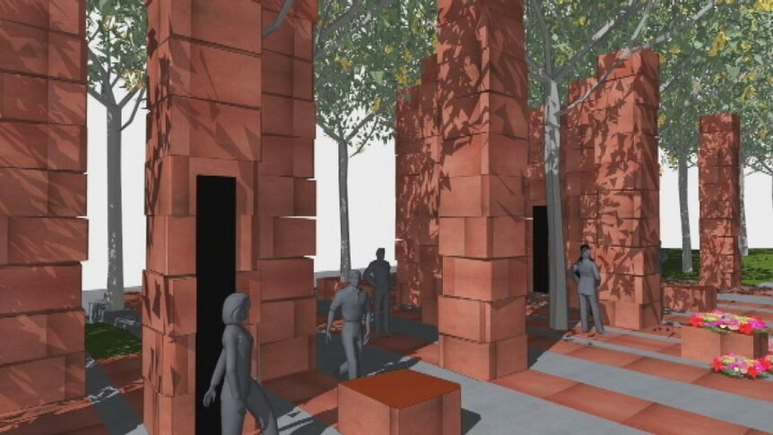 'Red Centre' war memorial set in Indian stone