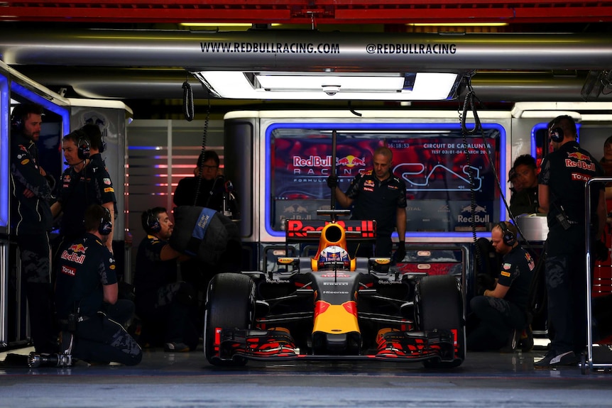 Daniel Ricciardo in the Red Bull pit