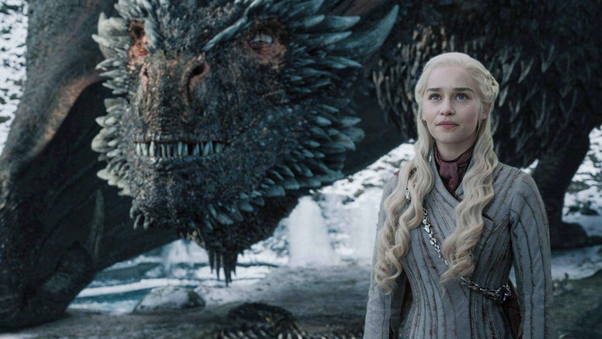 Game of thrones character Dany with a dragon.