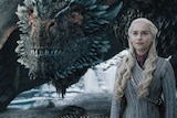 Daenerys Targaryen with Drogon in a still from HBO's Game of Thrones