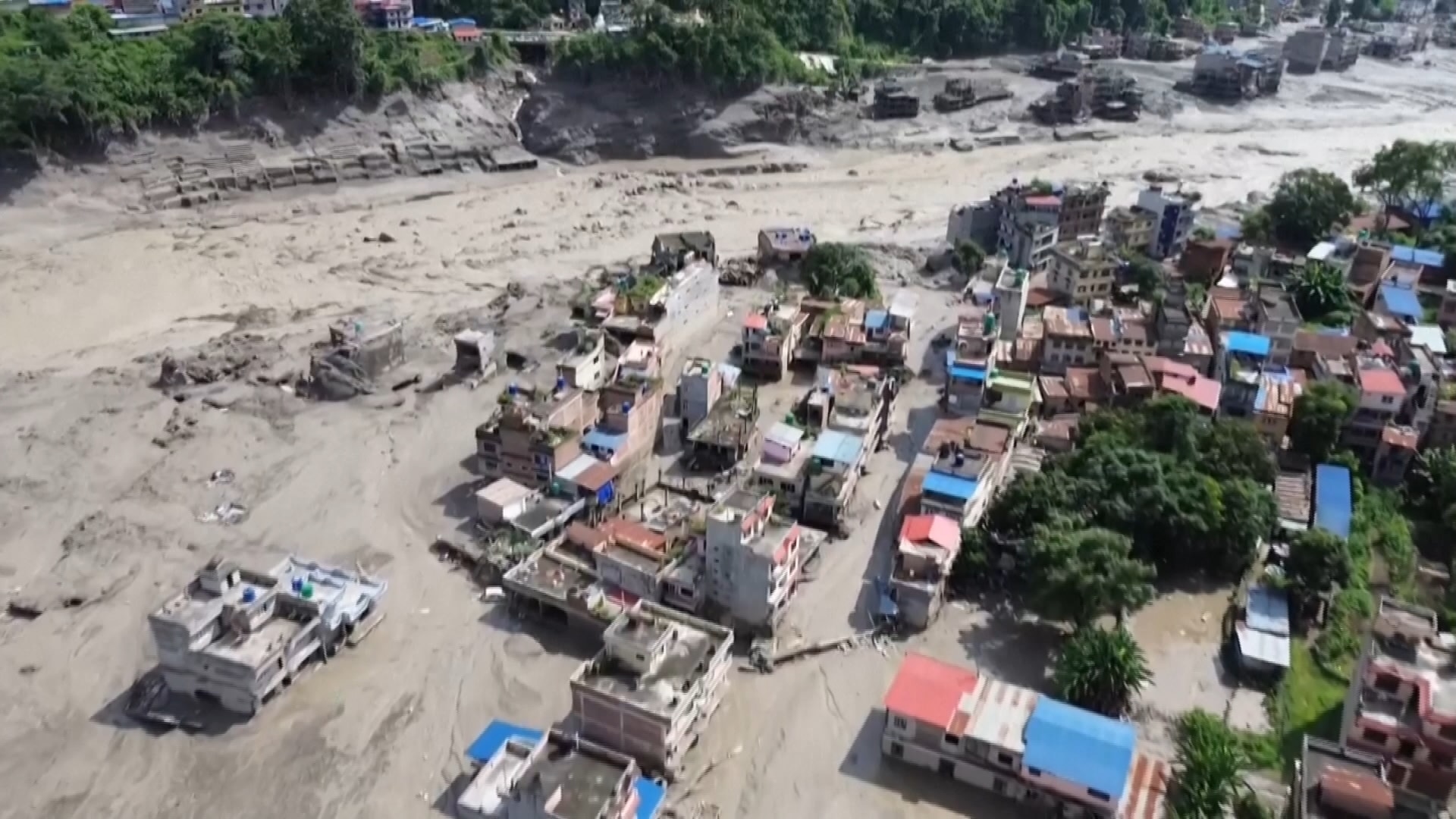 Aerial footage captures devastation of Nepal floods - ABC News