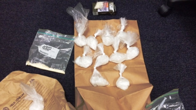 Bags of methylamphetamine police allege were seized during an operation at Evans Head.