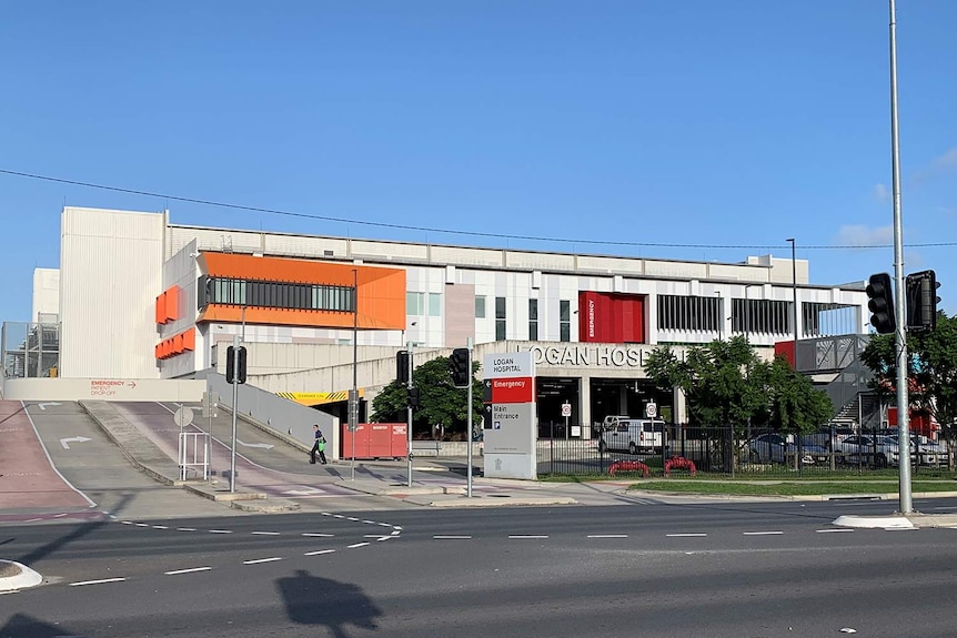 Main entrance of Logan Hospital at Meadowbrook, south of Brisbane on April 10, 2019.
