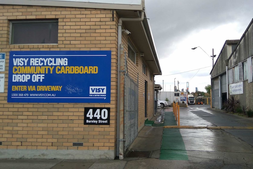 The entrance to the Visy recycling depot in Richmond.