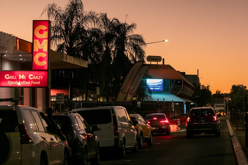 An Alice Springs street on dusk.