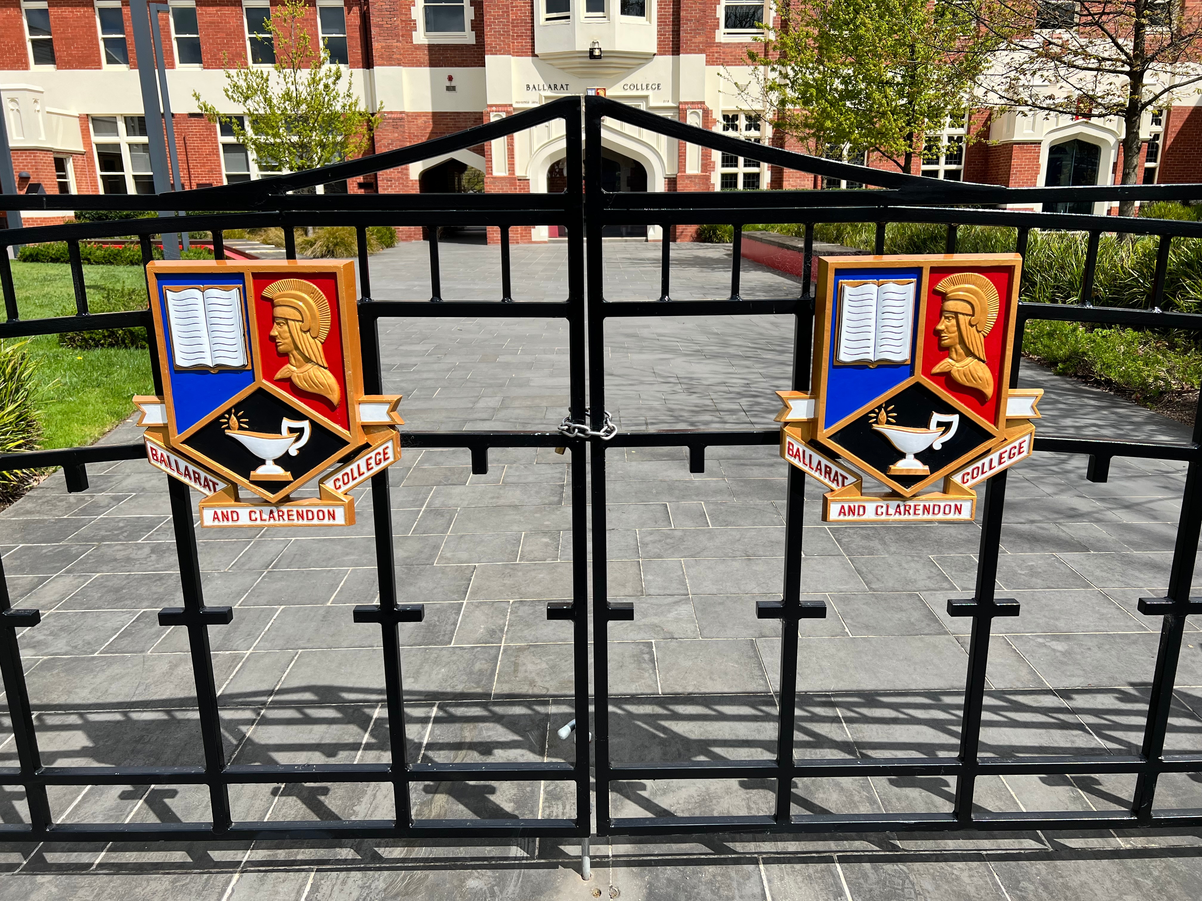 locked iron gates at ballarat clarendon college
