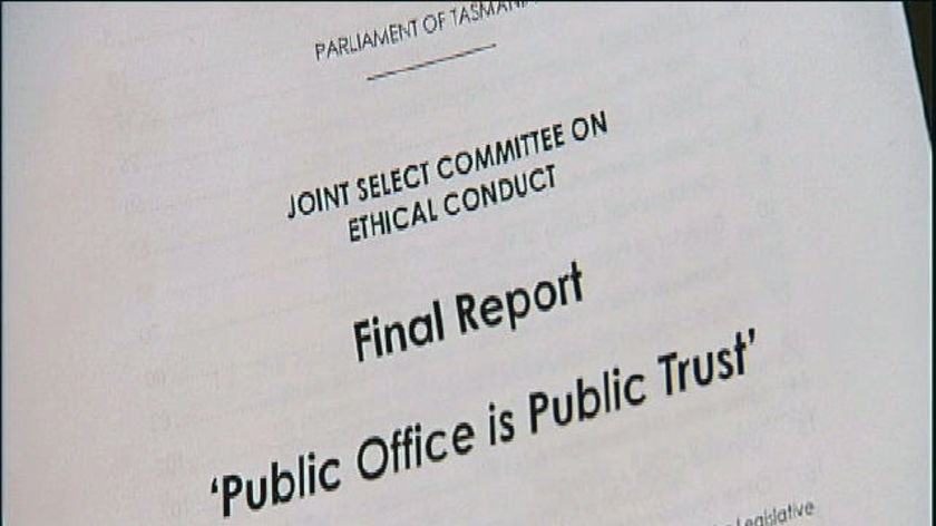 Cover of Tasmanian Parliamentary committee report into ethics commission