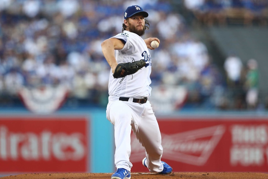 Clayton Kershaw pitches for the Dodgers