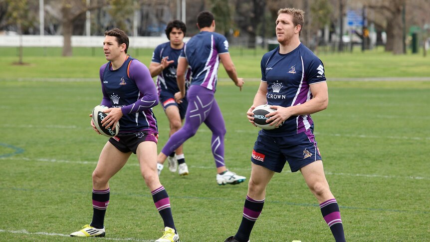 Melbourne's Billy Slater and Ryan Hoffman