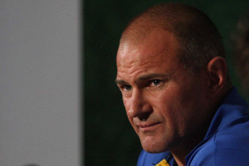 Brad Arthur with Nathan Hindmarsh at the post match press conference