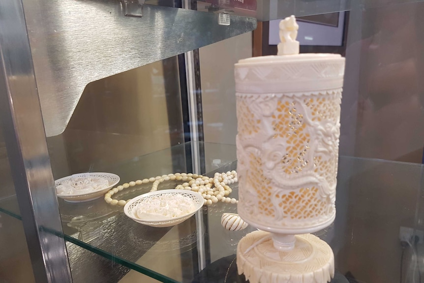 Small ivory items for sale in second-hand shops in Melbourne and Perth