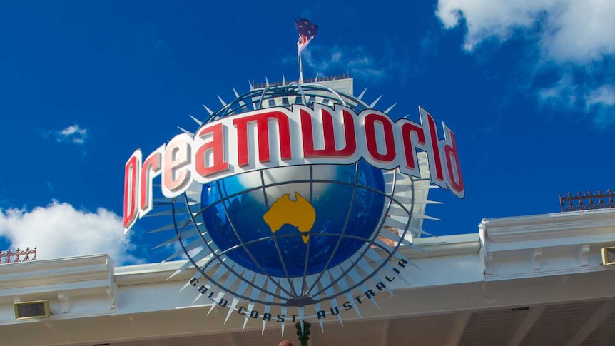 Sign at Dreamworld entrance on Queensland's Gold Coast.