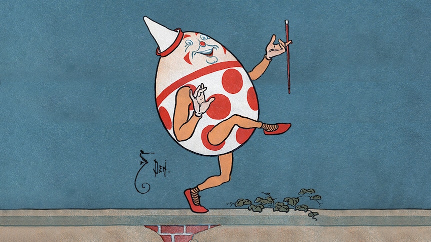 A cartoon image of Humpty Dumpty character