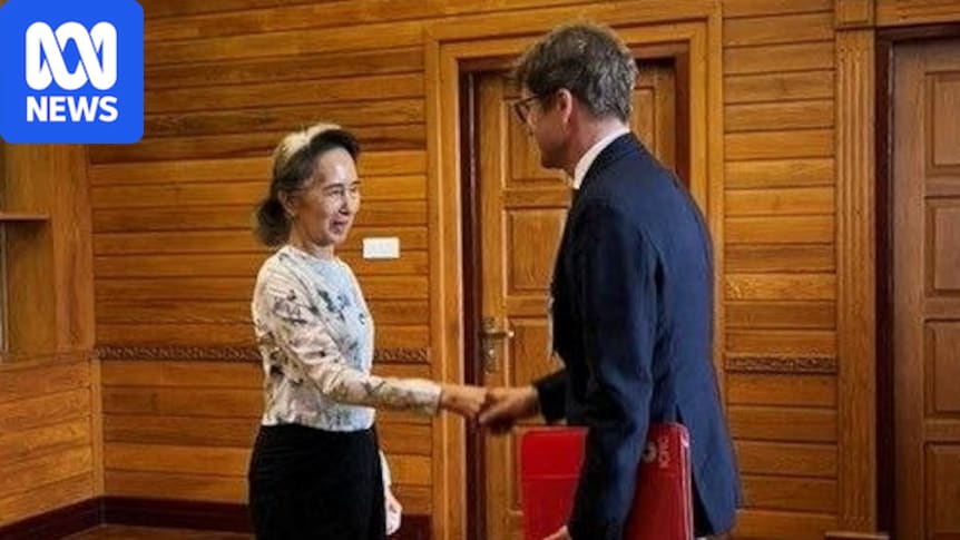 Aung San Suu Kyi meets a Red Cross delegate
