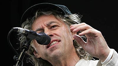 Live 8 organiser Bob Geldof addresses the crowd in London.