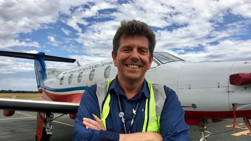 RFDS WA general manager of aviation Geoff Horsley with the current PC-12 aircraft.