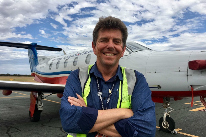 RFDS WA general manager of aviation Geoff Horsley with the current PC-12 aircraft.