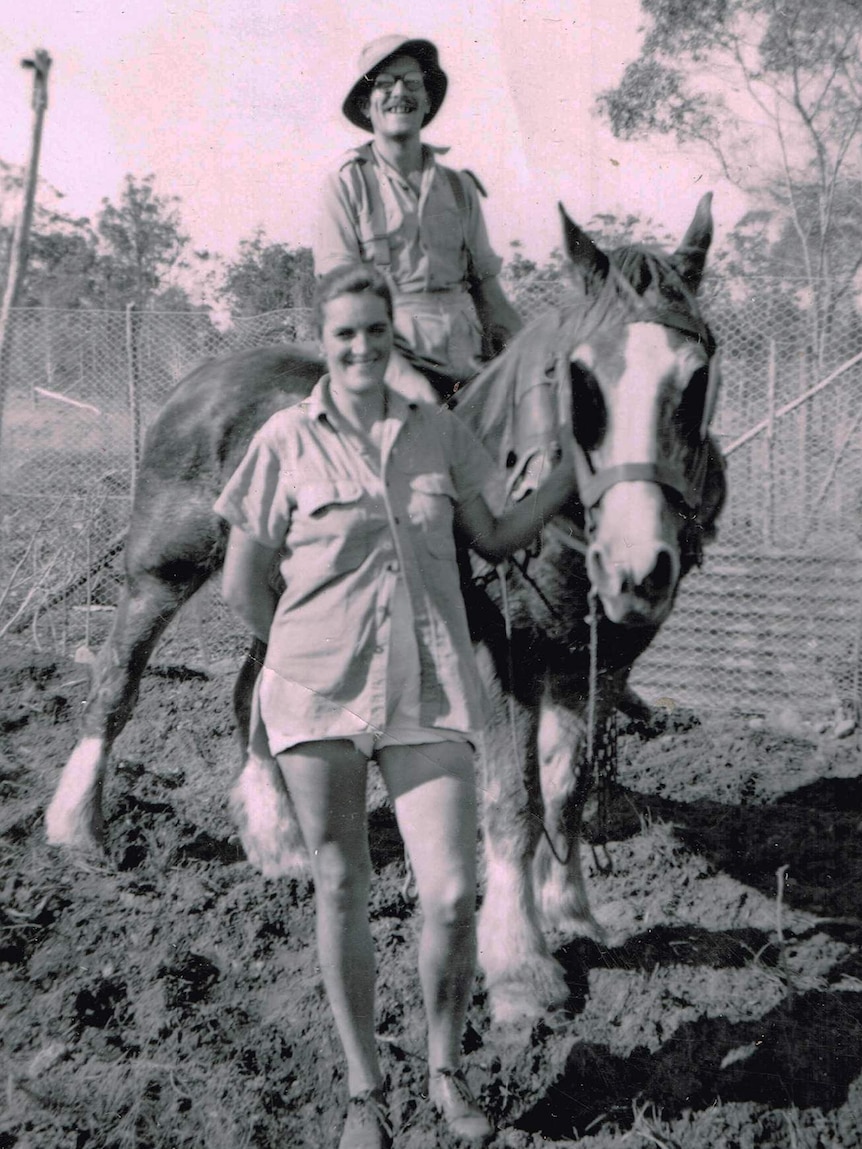 Kathleen and Peter Golder with a horse.