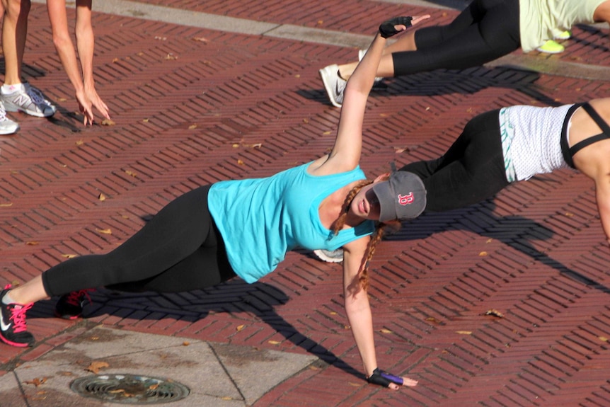 Women take part in an exercise session