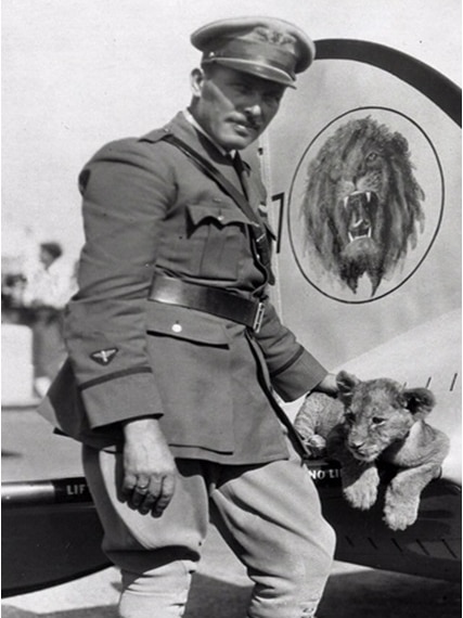 soldier and lion cub mascot