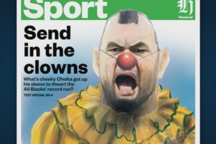 Front cover of NZ Herald newspaper from October 22, 2016, featuring Wallabies coach Michael Cheika.